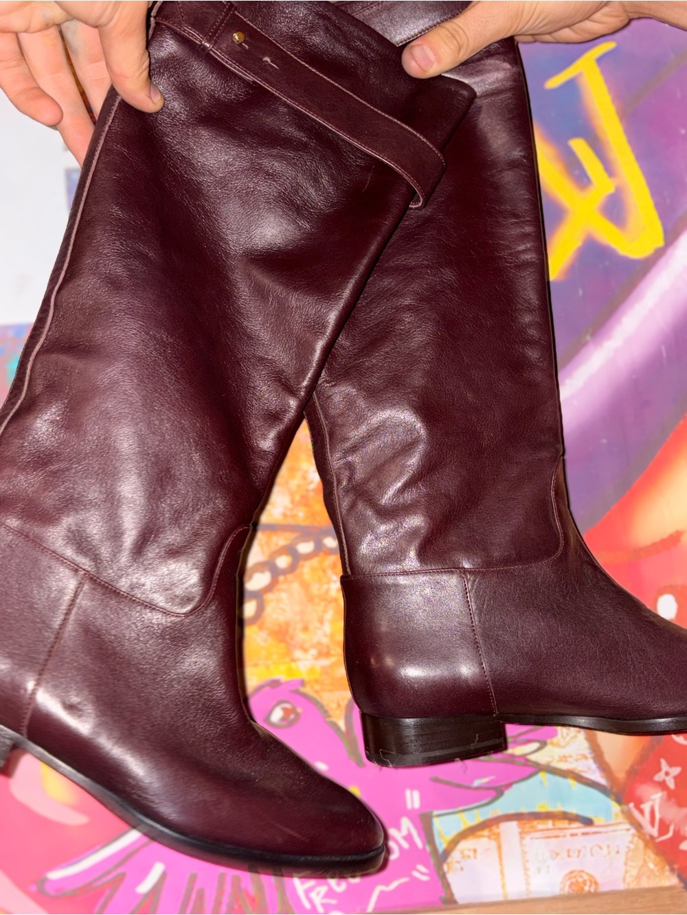 Classic Tall Leather Riding Boots in Dark Brown - Picture 9 of 11